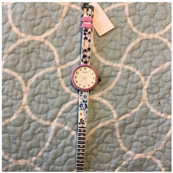 kate spade park row pink blue white tropical silicone watch nwt - Picture 4 of 8
